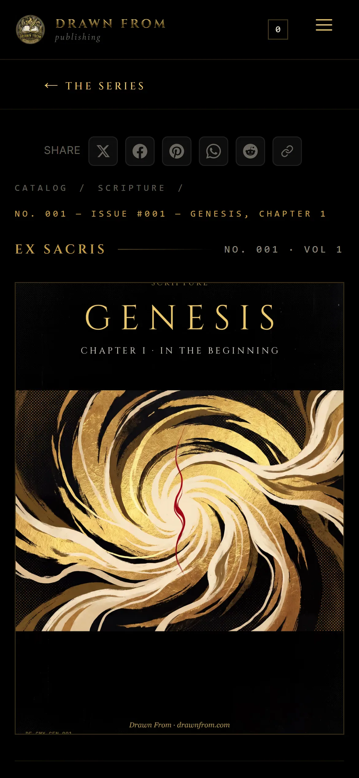 The Genesis issue page on a phone with the cover filling the screen